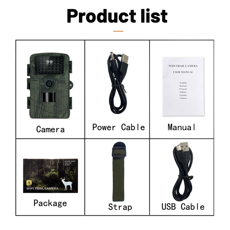PR5000 2 Inch LCD Screen 1080P WiFi Infrared Night Vision Wildlife Hunting Tracking Camera, PR5000
