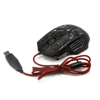 HXSJ A874 7-keys Flowing Water Crack Colorful Luminous Wired Gaming Mouse, A874