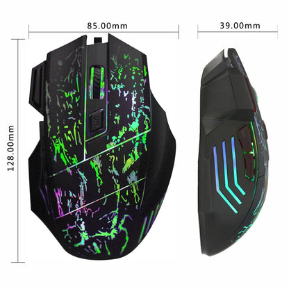 HXSJ A874 7-keys Flowing Water Crack Colorful Luminous Wired Gaming Mouse, A874
