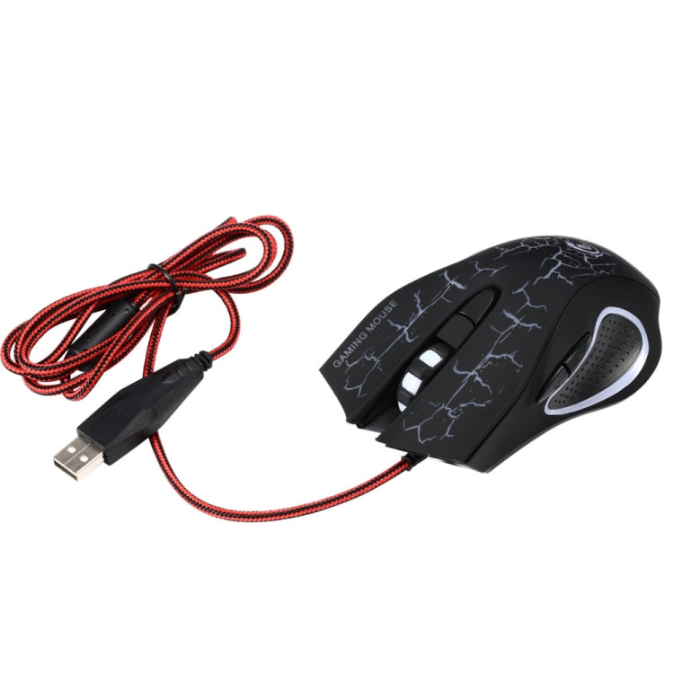 HXSJ A888B 6-keys Crackle Colorful Lighting Wired Gaming Mouse, A888B White