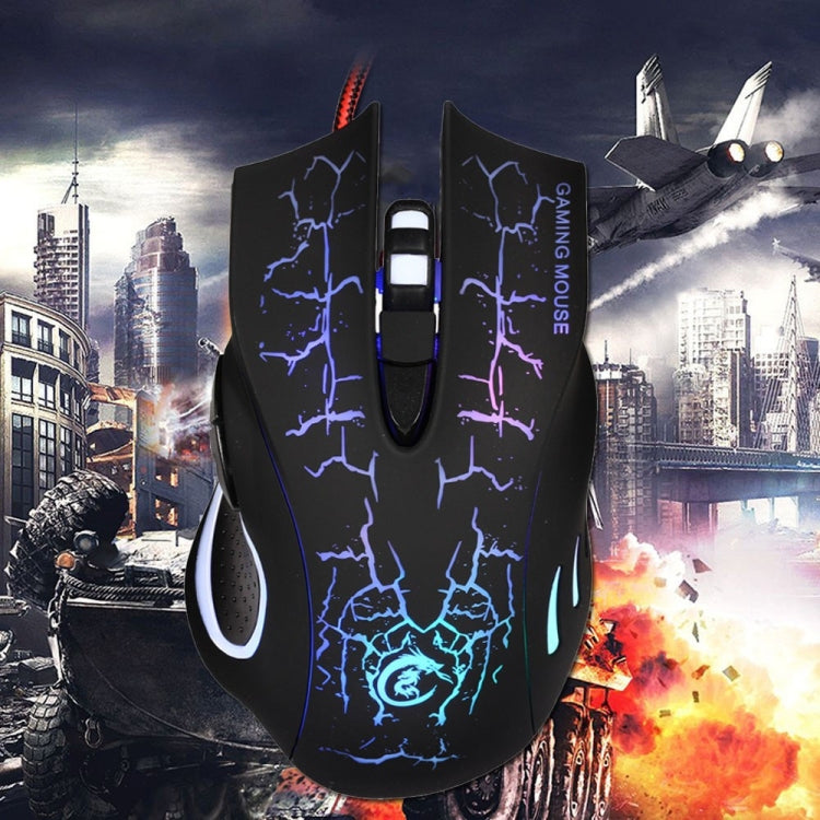 HXSJ A888B 6-keys Crackle Colorful Lighting Wired Gaming Mouse, A888B White