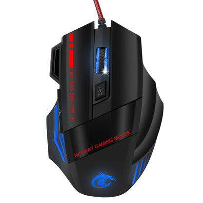 HXSJ A907 7 Keys Colorful Luminous 7D Wired Gaming Mouse, A907 Black