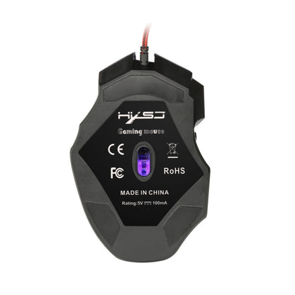HXSJ A907 7 Keys Colorful Luminous 7D Wired Gaming Mouse, A907 Black