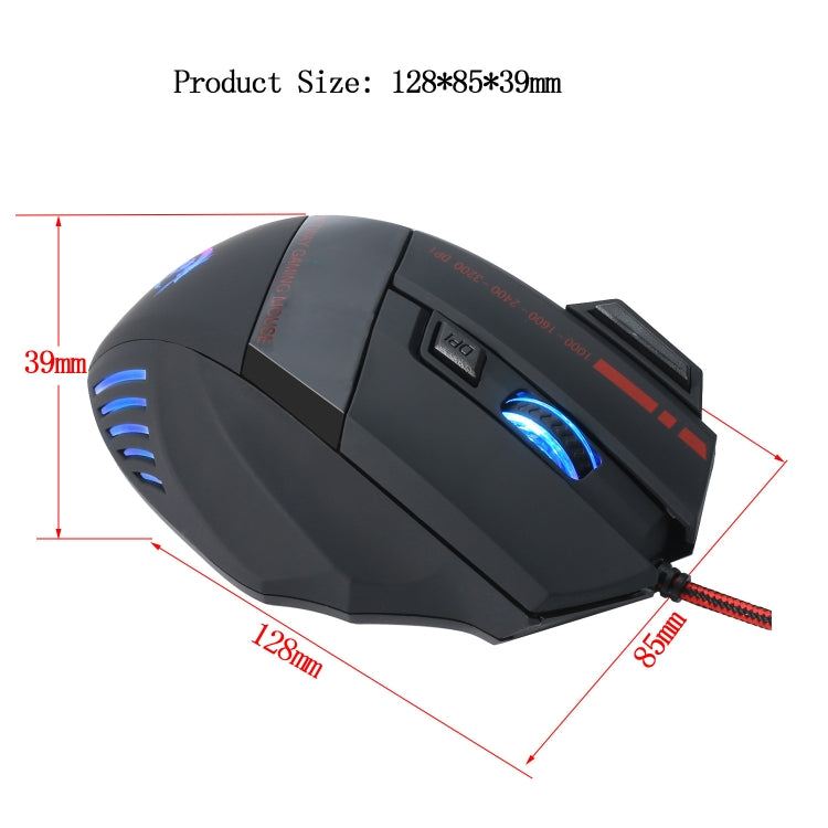 HXSJ A907 7 Keys Colorful Luminous 7D Wired Gaming Mouse, A907 Black