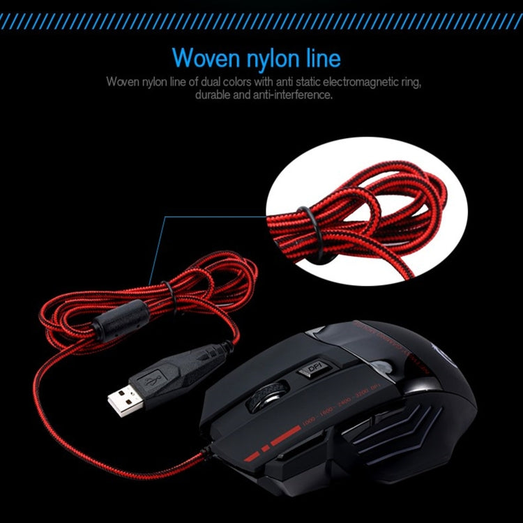HXSJ A907 7 Keys Colorful Luminous 7D Wired Gaming Mouse, A907 Black