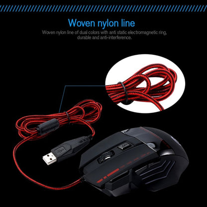 HXSJ A907 7 Keys Colorful Luminous 7D Wired Gaming Mouse, A907 Black