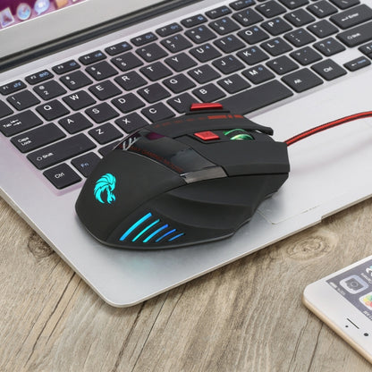 HXSJ A907 7 Keys Colorful Luminous 7D Wired Gaming Mouse, A907 Black
