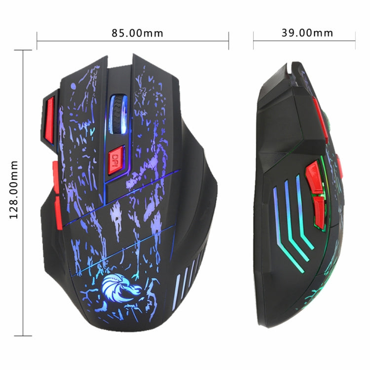 HXSJ H300 7 Keys Flowing Water Crack Colorful Luminous Wired Gaming Mouse, H300