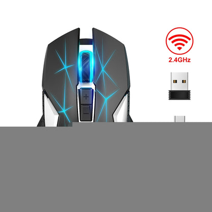 HXSJ T300 7 Keys 2400DPI 2.4G Colorful Luminous Wireless Mouse, T300 Black
