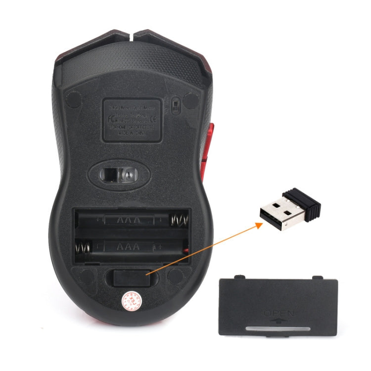 HXSJ X50 2.4G 6 Keys 1600DPI Three-speed Adjustable Wireless Mouse, X50 Black, X50 Red
