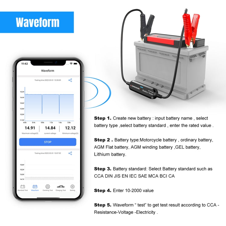 KONNWEI BK200 6V/12V/24V Car Bluetooth Battery Tester