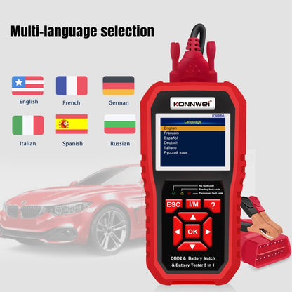 KONNWEI KW880 3 in 1 Car OBD2 Fault Diagnosis + Battery Tester + Battery Match Reset, BK880