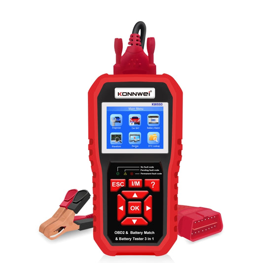 KONNWEI KW880 3 in 1 Car OBD2 Fault Diagnosis + Battery Tester + Battery Match Reset, BK880