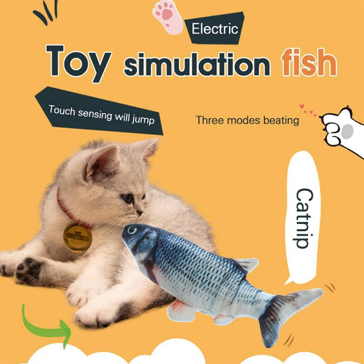 USB Charging Pet Simulation Fish Electric Cat Interactive Toy, Size：30cn, Size: 30cm (Black Grass Carp), Size: 30cm (Salmon), Size: 30cm (Red Carp)