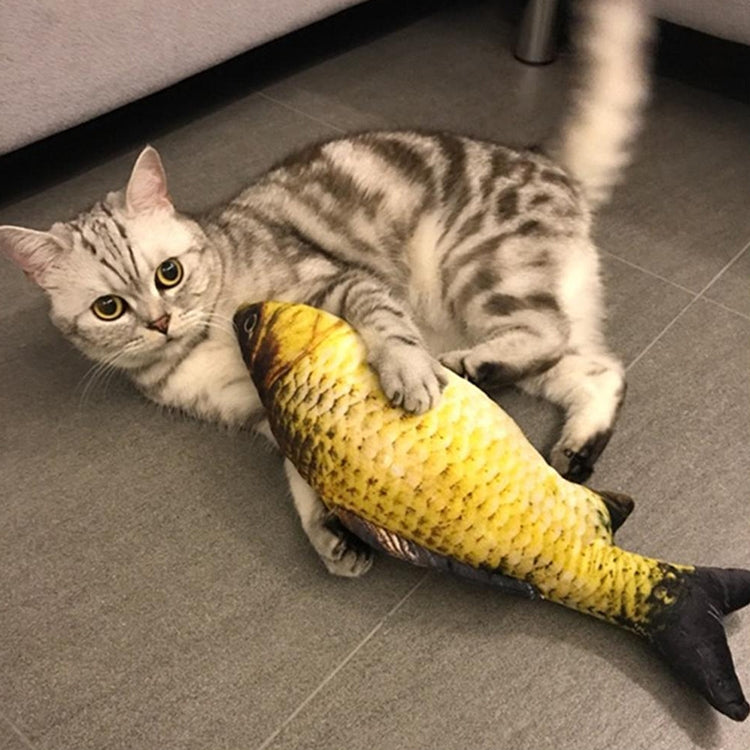 USB Charging Pet Simulation Fish Electric Cat Interactive Toy, Size：30cn, Size: 30cm (Black Grass Carp), Size: 30cm (Salmon), Size: 30cm (Red Carp)