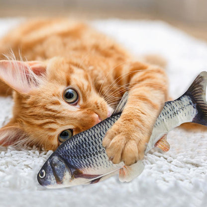 USB Charging Pet Simulation Fish Electric Cat Interactive Toy, Size：30cn, Size: 30cm (Black Grass Carp), Size: 30cm (Salmon), Size: 30cm (Red Carp)