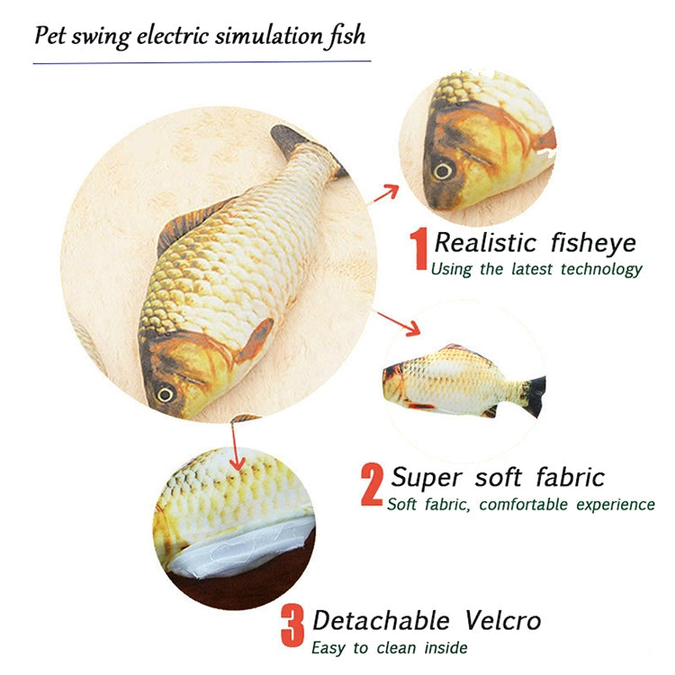USB Charging Pet Simulation Fish Electric Cat Interactive Toy, Size：30cn, Size: 30cm (Black Grass Carp), Size: 30cm (Salmon), Size: 30cm (Red Carp)
