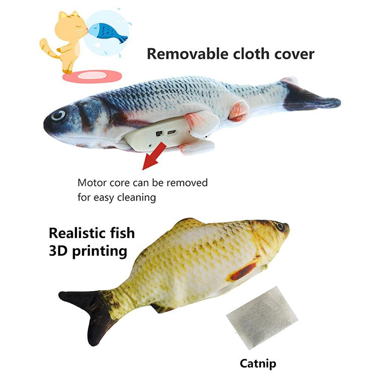 USB Charging Pet Simulation Fish Electric Cat Interactive Toy, Size：30cn, Size: 30cm (Black Grass Carp), Size: 30cm (Salmon), Size: 30cm (Red Carp)