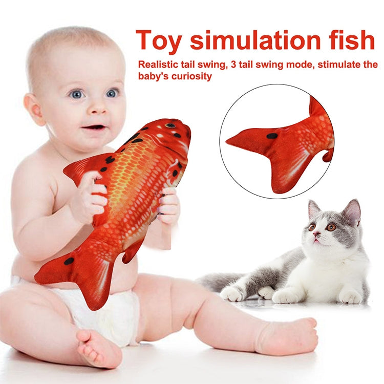 USB Charging Pet Simulation Fish Electric Cat Interactive Toy, Size：30cn, Size: 30cm (Black Grass Carp), Size: 30cm (Salmon), Size: 30cm (Red Carp)