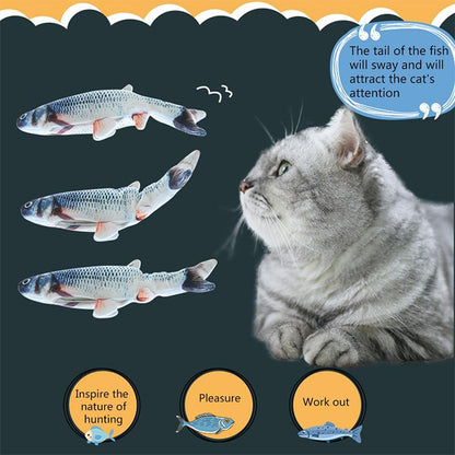 USB Charging Pet Simulation Fish Electric Cat Interactive Toy, Size：30cn, Size: 30cm (Black Grass Carp), Size: 30cm (Salmon), Size: 30cm (Red Carp)