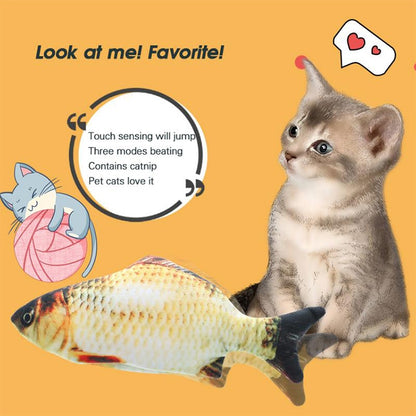 USB Charging Pet Simulation Fish Electric Cat Interactive Toy, Size：30cn, Size: 30cm (Black Grass Carp), Size: 30cm (Salmon), Size: 30cm (Red Carp)