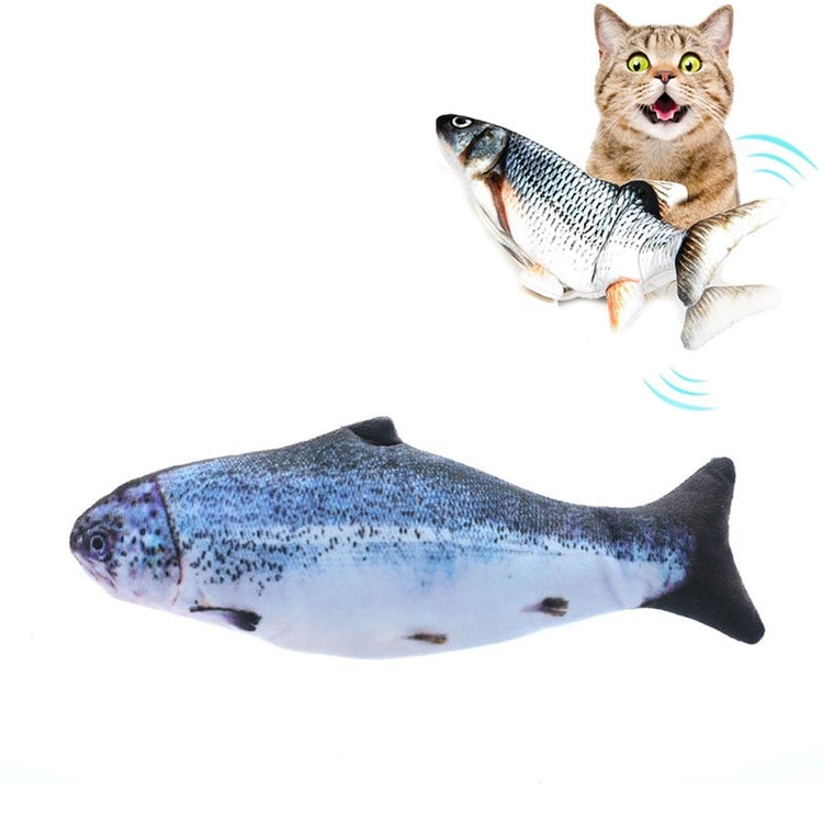 USB Charging Pet Simulation Fish Electric Cat Interactive Toy, Size：30cn, Size: 30cm (Black Grass Carp), Size: 30cm (Salmon), Size: 30cm (Red Carp)