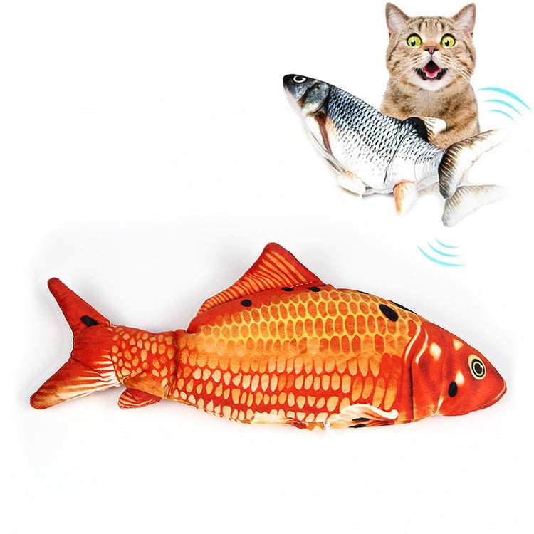 USB Charging Pet Simulation Fish Electric Cat Interactive Toy, Size：30cn, Size: 30cm (Black Grass Carp), Size: 30cm (Salmon), Size: 30cm (Red Carp)