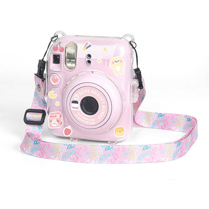 Crystal Hard Acrylic Camera Case with Shoulder Strap, For FUJIFILM instax mini 12(DIY Pink Graffiti), For FUJIFILM instax mini 12(DIY Blue Cat), For FUJIFILM instax mini 12(DIY Purple Daisies), For FUJIFILM instax mini 12(DIY Green Flowers)...