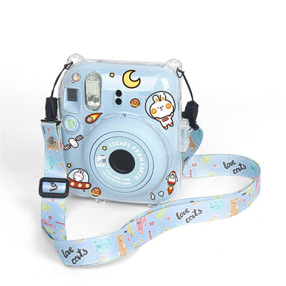 Crystal Hard Acrylic Camera Case with Shoulder Strap, For FUJIFILM instax mini 12(DIY Pink Graffiti), For FUJIFILM instax mini 12(DIY Blue Cat), For FUJIFILM instax mini 12(DIY Purple Daisies), For FUJIFILM instax mini 12(DIY Green Flowers)...