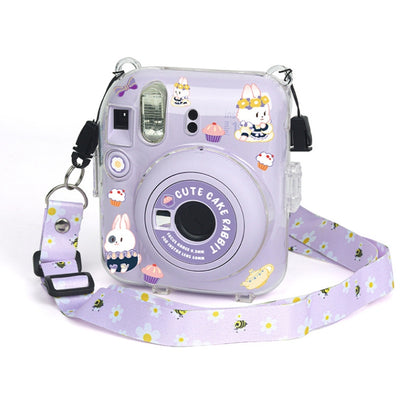 Crystal Hard Acrylic Camera Case with Shoulder Strap, For FUJIFILM instax mini 12(DIY Pink Graffiti), For FUJIFILM instax mini 12(DIY Blue Cat), For FUJIFILM instax mini 12(DIY Purple Daisies), For FUJIFILM instax mini 12(DIY Green Flowers)...