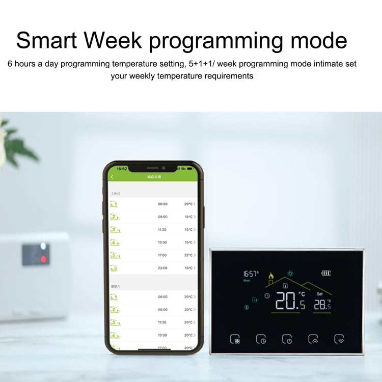 BHT-8000RF-VA- GBC Wireless Smart LED Screen Thermostat Without WiFi, Specification:Electric / Boiler Heating, Electric Heating, Electric Boiler Heating, Boiler Heating, Water Heating, Hydroelectric Heating, Water Boiler Heating
