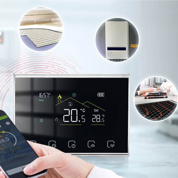 BHT-8000RF-VA- GBC Wireless Smart LED Screen Thermostat Without WiFi, Specification:Electric / Boiler Heating, Electric Heating, Electric Boiler Heating, Boiler Heating, Water Heating, Hydroelectric Heating, Water Boiler Heating