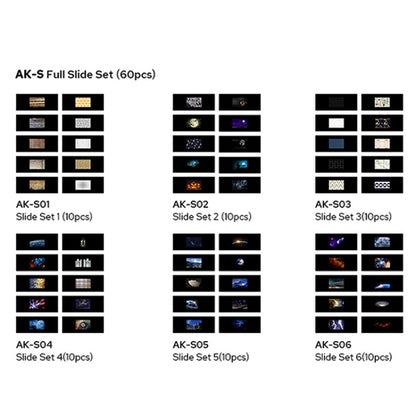 10 in 1 Transparencies Collection Slide Set for Godox AK-R21 Projection Kit, Godox AK-S01, Godox AK-S02, Godox AK-S03, Godox AK-S04, Godox AK-S05, Godox AK-S06
