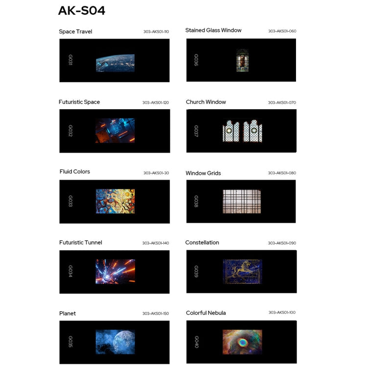 10 in 1 Transparencies Collection Slide Set for Godox AK-R21 Projection Kit, Godox AK-S01, Godox AK-S02, Godox AK-S03, Godox AK-S04, Godox AK-S05, Godox AK-S06