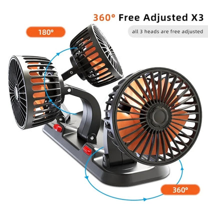 F4310 360-Degree Rotating Adjustable Car Three-Head Fan, F4310 24V Cigarette Lighter, F4310 USB Universal, F4310 12V Cigarette Lighter