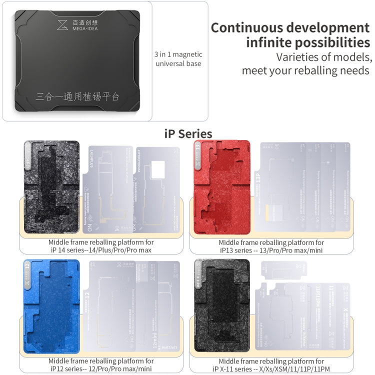 Qianli Mega-idea Multi-functional Middle Frame Positioning BGA Reballing Platform, For Huawei Mate 40 Pro, For Asus ROG Phone 6 Pro / 6, For Xiaomi 12 Pro, For Huawei Nova 6 5G / Honor V30, For Huawei P30 Pro, For Huawei P40 Pro, For Huawei P40 Pro+...