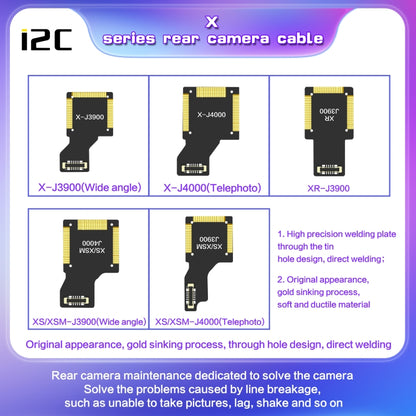 i2C Back Facing Wide Camera Cable, For iPhone X J3900, For iPhone XS / XS Max J3900, For iPhone 11 J7200, For iPhone 11 Pro / 11 Pro Max J7200, For iPhone 12 J10500, For iPhone 12 Pro J10500, For iPhone 12 Pro Max J10200