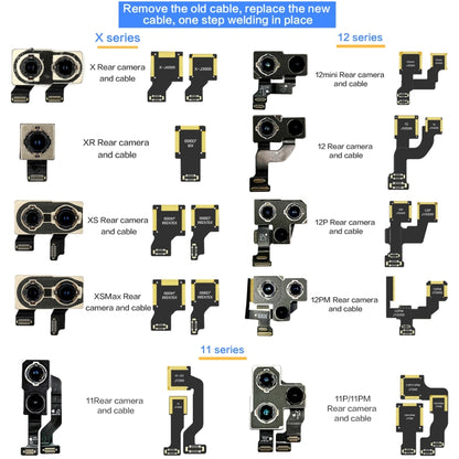 i2C Back Facing Ultra Wide Camera Cable, For iPhone 11 J7400, For iPhone 11 Pro / 11 Pro Max J7400, For iPhone 12 Mini J10400, For iPhone 12 J10400, For iPhone 12 Pro, For iPhone 12 Pro Max