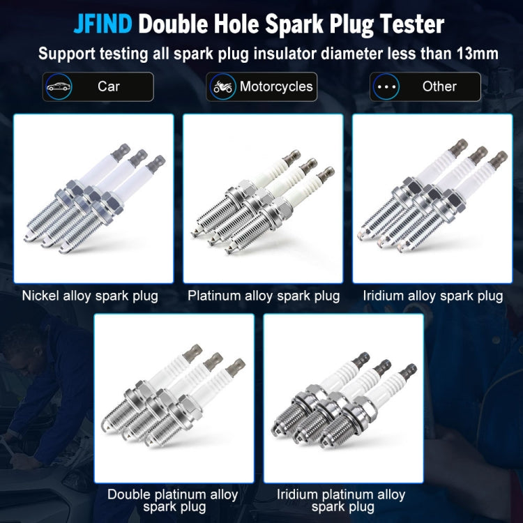 JFIND JF109 Car Double Hole Spark Plug Tester, JF109 (US Plug), JF109 (EU Plug)
