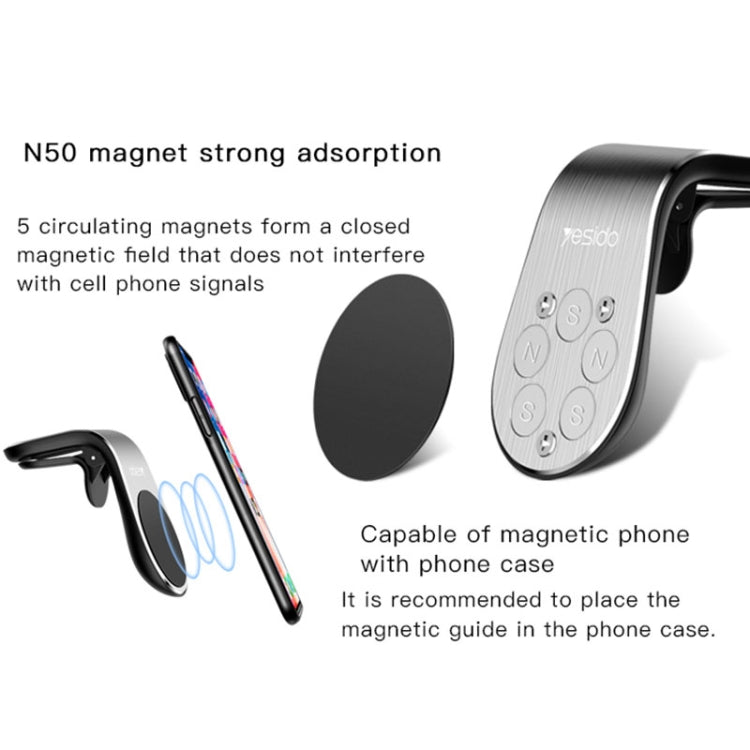 Yesido C64 Car Air Vent Strong Magnetic Phone Holder, C64 (Silver), C64 (Black)