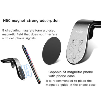 Yesido C64 Car Air Vent Strong Magnetic Phone Holder, C64 (Silver), C64 (Black)