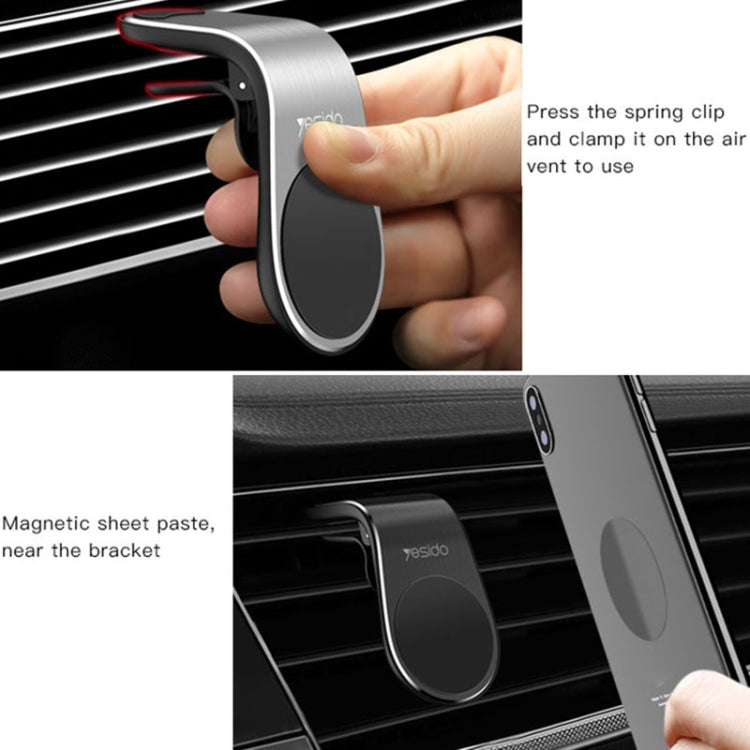 Yesido C64 Car Air Vent Strong Magnetic Phone Holder, C64 (Silver), C64 (Black)