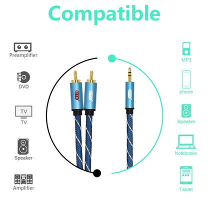 EMK 3.5mm Jack Male to 2 x RCA Male Gold Plated Connector Speaker Audio Cable, 1m, 1.5m, 2m, 3m, 5m