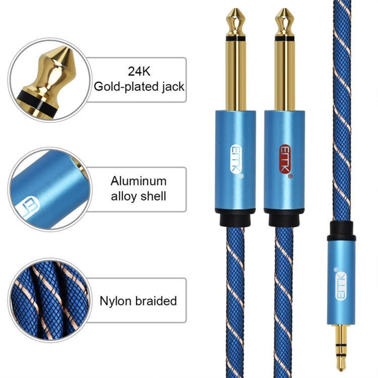 EMK 3.5mm Jack Male to 2 x 6.35mm Jack Male Gold Plated Connector Nylon Braid AUX Cable for Computer / X-BOX / PS3 / CD / DVD, 1m, 1.5m, 2m, 3m, 5m