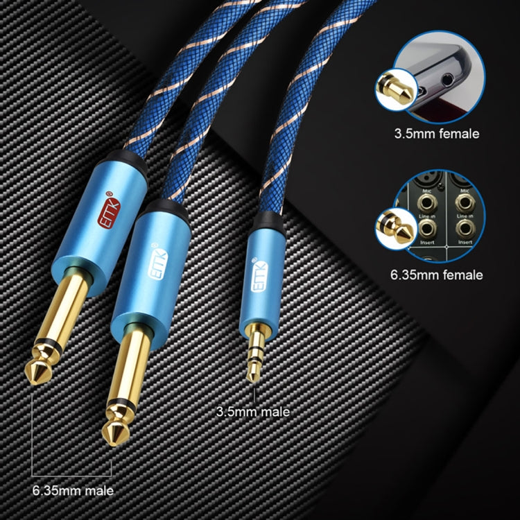 EMK 3.5mm Jack Male to 2 x 6.35mm Jack Male Gold Plated Connector Nylon Braid AUX Cable for Computer / X-BOX / PS3 / CD / DVD, 1m, 1.5m, 2m, 3m, 5m