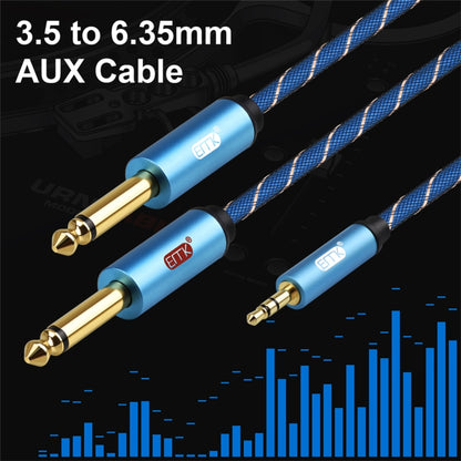 EMK 3.5mm Jack Male to 2 x 6.35mm Jack Male Gold Plated Connector Nylon Braid AUX Cable for Computer / X-BOX / PS3 / CD / DVD, 1m, 1.5m, 2m, 3m, 5m