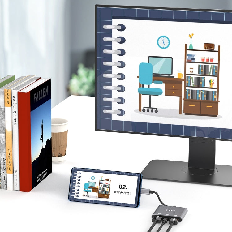 Onten 9175S 3 in 1 USB-C / Type-C to HDMI Adapter