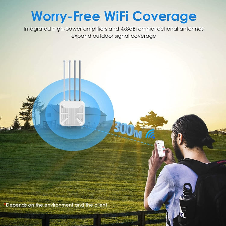 Wavlink WN573HX1 WiFi 6 AX1800 Dual Band Long Range Outdoor WiFi Extender, WN573HX1