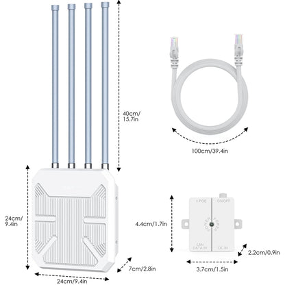 Wavlink WN573HX1 WiFi 6 AX1800 Dual Band Long Range Outdoor WiFi Extender, WN573HX1