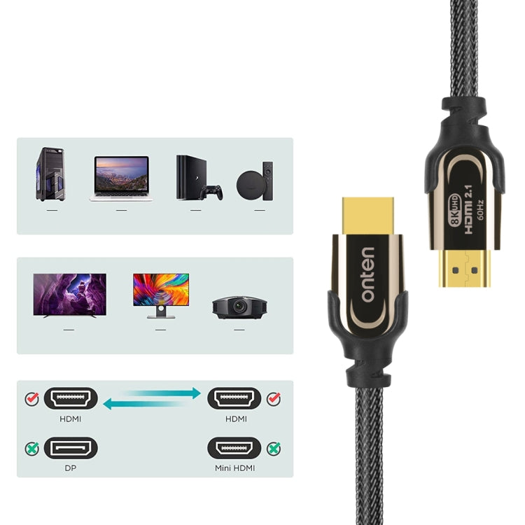 Onten HD180 HDMI 2.1 Version 8K HD Audio Cable, 2m, 3m